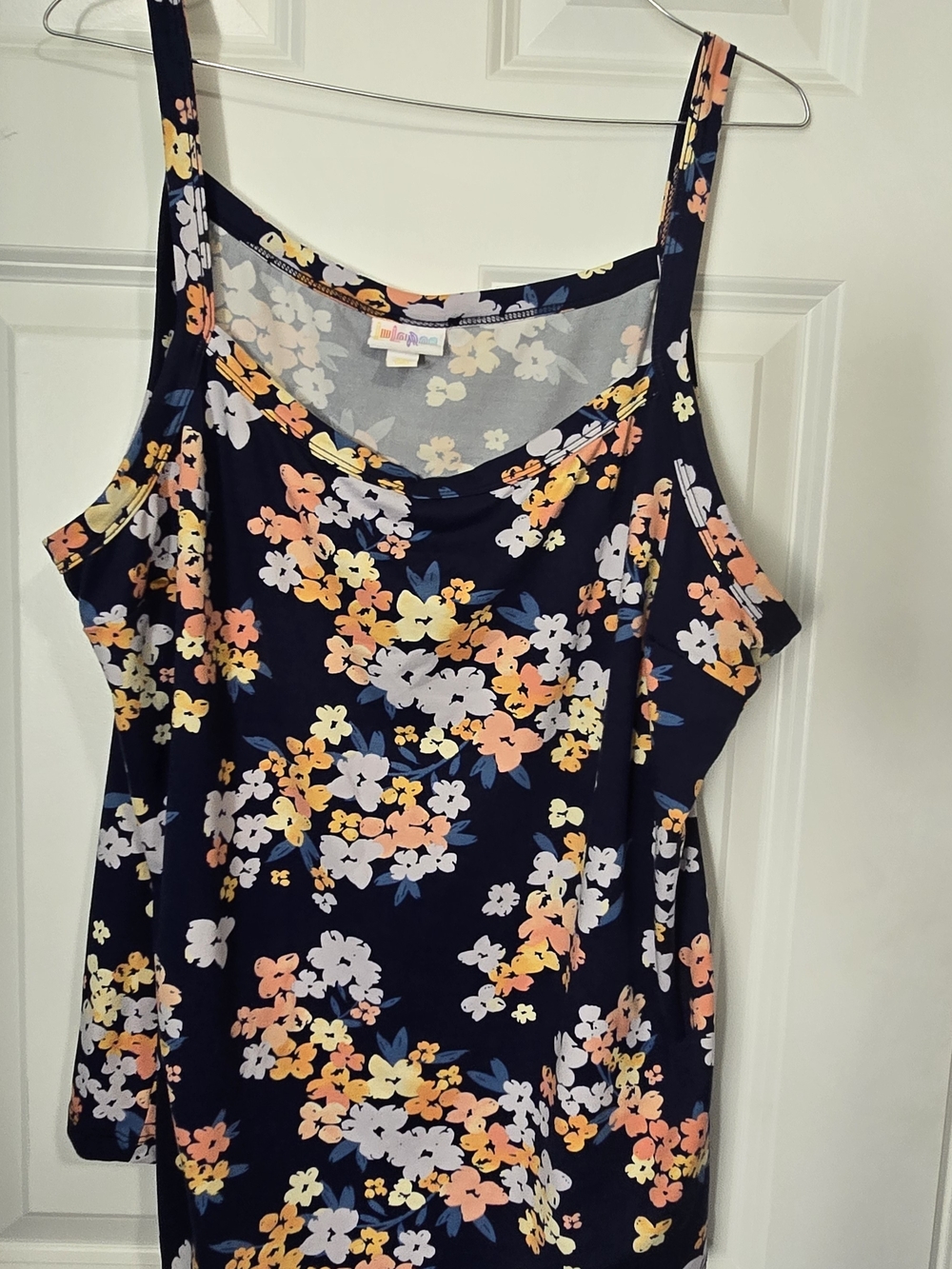 LuLaRoe Navy Floral Cold-Shoulder Camisole